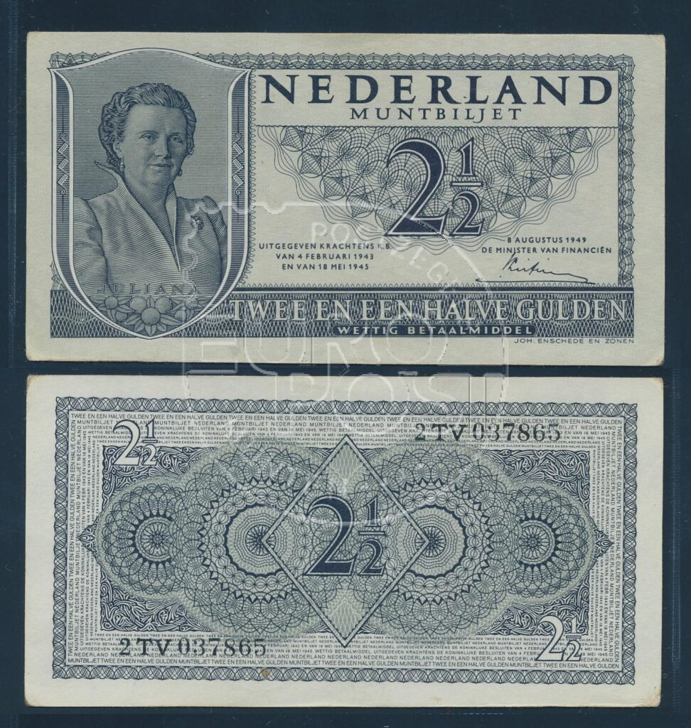 Nederland 1949 2½ Gulden Juliana Muntbiljet Pracht