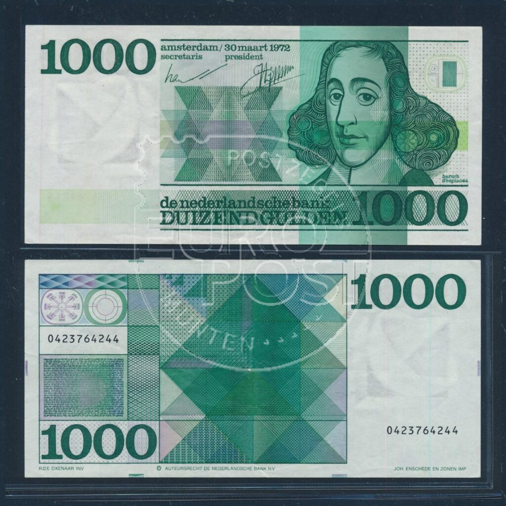 Holanda 1972 Nota de 1000 Gulden Spinoza Linda ex.