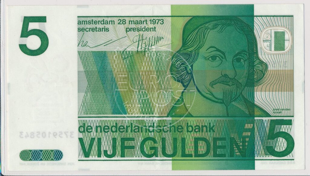 Holanda 1973 Nota de 5 Gulden Vondel Linda ex.