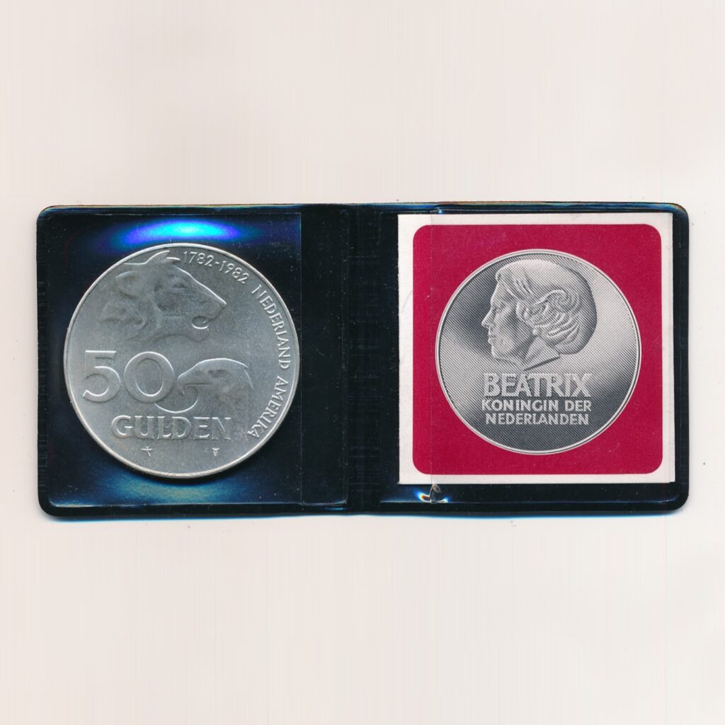 Paesi Bassi 1982 50 Fiorini argento Beatrix 200 anni Paesi Bassi America FDC