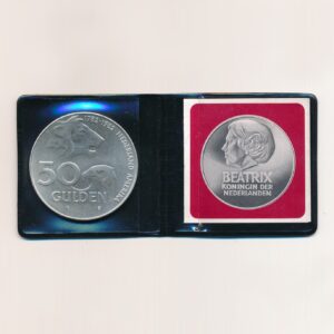 Nederland 1982 50 Gulden zilver Beatrix 200 jaar Nederland Amerika FDC