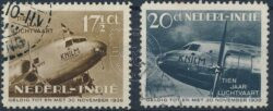 Niederländisch-Ostindien 1938, reguläre indische Luftfahrt, 10 Jahre NVPH 239-240, gestempelt