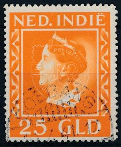Índias Orientais Holandesas 1941 Rainha Wilhelmina 25 florins tipo Konijnenburg NVPH 289 Carimbado