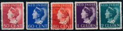 Nederlands Indië 1941 Koningin Wilhelmina (50ct - 2 gulden) type Konijnenburg NVPH 282-286  Gestempeld