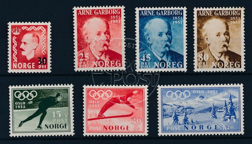 Noorwegen 1951 Complete jaargang postzegels postfris