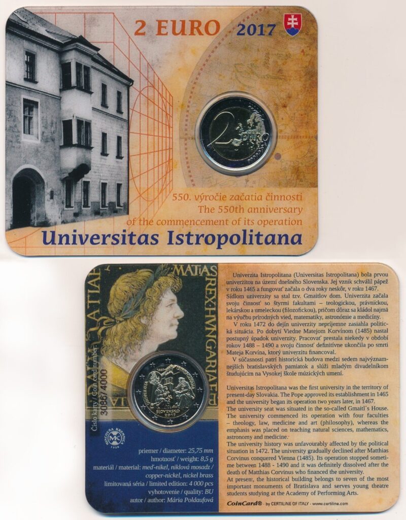 Slowakije 2017 2 Euro Universiteit Istropolitana in BU Coincard