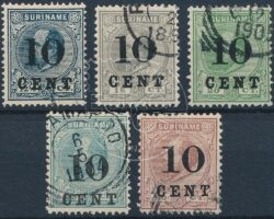 Suriname 1898 Auxiliary issue excluding 32a NVPH 29-33 Used