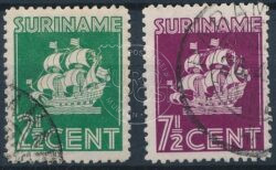 Suriname 1941 Scheepje Indische druk NVPH 195-196 Gestempeld
