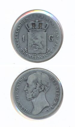 Nederland  1843 Willem II 1 Gulden Fraai