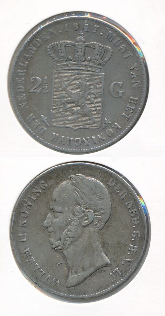 Países Bajos 1847 WIIllem II - 2½ Florín Muy bien -