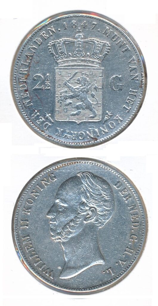 Nederland  1847 WIIllem II - 2½ Gulden Zeer fraai+