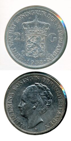 Nederland  1932 Wilhelmina 2½ Gulden Zeer fraai
