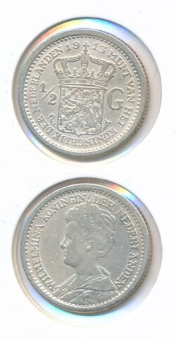 Nederland ½ Gulden 1913 Wilhelmina Zeer fraai