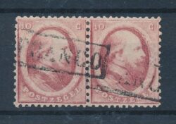 Nederland 1864 Koning Willem III 5 cent blauw in paartje NVPH 5 gestempeld